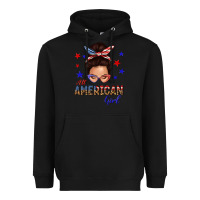 Black all american girl messy bun Heavyweight Hoodie - texasbilliewilder