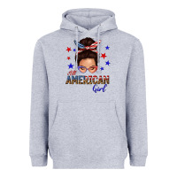Heather Grey all american girl messy bun Heavyweight Hoodie - texasbilliewilder