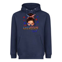 Navy all american girl messy bun Heavyweight Hoodie - texasbilliewilder