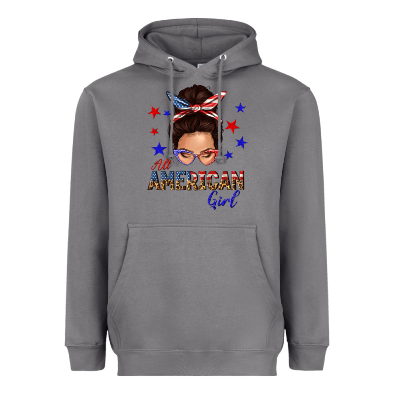 All American Girl Messy Bun Heavyweight Hoodie by texasbilliewilder | Teevron