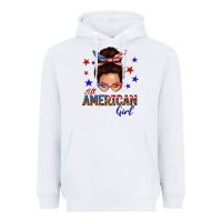 White all american girl messy bun Heavyweight Hoodie - texasbilliewilder