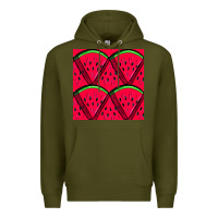 Army Green Watermelon Slices Seamless Pattern Premium Hoodie - BundleAndBundleShop