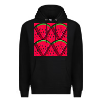 Black Watermelon Slices Seamless Pattern Premium Hoodie - BundleAndBundleShop
