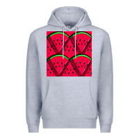 Heather Grey Watermelon Slices Seamless Pattern Premium Hoodie - BundleAndBundleShop