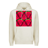 Oatmeal Heather Watermelon Slices Seamless Pattern Premium Hoodie - BundleAndBundleShop