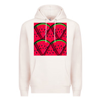 Pale Pink Watermelon Slices Seamless Pattern Premium Hoodie - BundleAndBundleShop