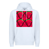 White Watermelon Slices Seamless Pattern Premium Hoodie - BundleAndBundleShop