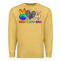 Antique Gold peace love rock Premium Sweatshirt - Zillion Design Studio