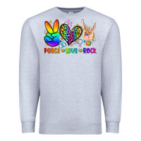 Heather Grey peace love rock Premium Sweatshirt - Zillion Design Studio