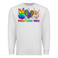 Oatmeal Heather peace love rock Premium Sweatshirt - Zillion Design Studio