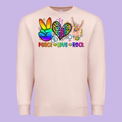 Peace Love Rock Premium Sweatshirt Designed By Zillion Design Studio