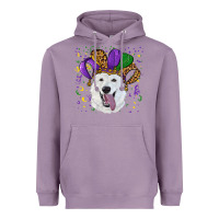 Lavender mardi gras hat  white shepherd Heavyweight Hoodie - RanaPortraitStore