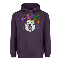 Plum mardi gras hat  white shepherd Heavyweight Hoodie - RanaPortraitStore