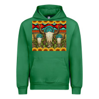Emerald bull skulls gemstones and cactus with leopard and aztec Urban Hoodie - Artiststas
