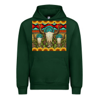 Forest Green bull skulls gemstones and cactus with leopard and aztec Urban Hoodie - Artiststas
