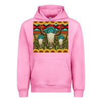 Fuchsia Pink bull skulls gemstones and cactus with leopard and aztec Urban Hoodie - Artiststas