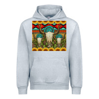 Heather Grey bull skulls gemstones and cactus with leopard and aztec Urban Hoodie - Artiststas