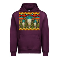 Mauve Wine bull skulls gemstones and cactus with leopard and aztec Urban Hoodie - Artiststas