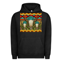 Pigment Black bull skulls gemstones and cactus with leopard and aztec Urban Hoodie - Artiststas