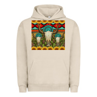 Pigment French Oak bull skulls gemstones and cactus with leopard and aztec Urban Hoodie - Artiststas
