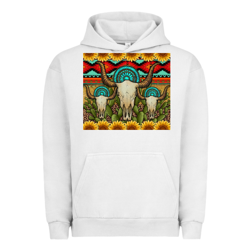 Bull Skulls Gemstones And Cactus With Leopard And Aztec Urban Hoodie by Artiststas | Teevron