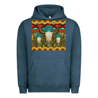 Pigment Midnight Navy bull skulls gemstones and cactus with leopard and aztec Urban Hoodie - Artiststas