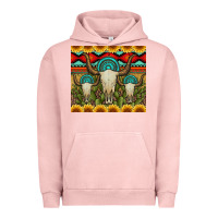 Pigment Salmon bull skulls gemstones and cactus with leopard and aztec Urban Hoodie - Artiststas