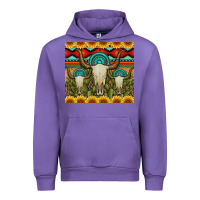 Tulip bull skulls gemstones and cactus with leopard and aztec Urban Hoodie - Artiststas