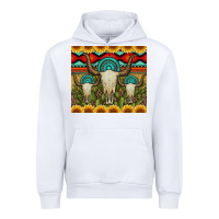 White bull skulls gemstones and cactus with leopard and aztec Urban Hoodie - Artiststas