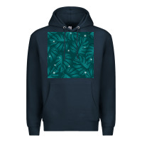 Navy Tropical  Leaves Seamless Pattern Premium Hoodie - BundleAndBundleShop
