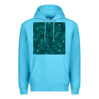 Ocean Blue Tropical  Leaves Seamless Pattern Premium Hoodie - BundleAndBundleShop