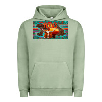 Pigment Oil Green texas and map with longhorn serape gemstone licanse plate Urban Hoodie - Artiststas