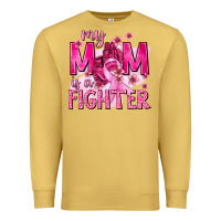 Antique Gold My Mom Is a Fighter with Ribbon Premium Sweatshirt - texasbilliewilder