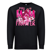 Black My Mom Is a Fighter with Ribbon Premium Sweatshirt - texasbilliewilder