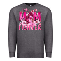 Charcoal Heather My Mom Is a Fighter with Ribbon Premium Sweatshirt - texasbilliewilder