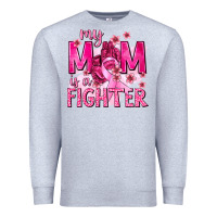 Heather Grey My Mom Is a Fighter with Ribbon Premium Sweatshirt - texasbilliewilder