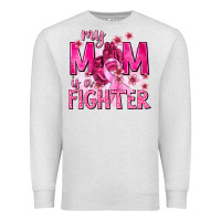 Oatmeal Heather My Mom Is a Fighter with Ribbon Premium Sweatshirt - texasbilliewilder