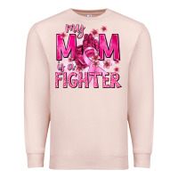 Pale Pink My Mom Is a Fighter with Ribbon Premium Sweatshirt - texasbilliewilder