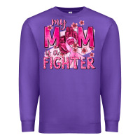 Purple My Mom Is a Fighter with Ribbon Premium Sweatshirt - texasbilliewilder