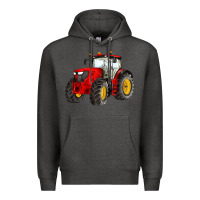 Charcoal Heather western farm tractor red Premium Hoodie - Artiststas