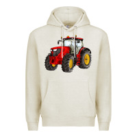 Oatmeal Heather western farm tractor red Premium Hoodie - Artiststas