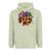 Matcha mardi gras hat dachshund Heavyweight Hoodie - RanaPortraitStore