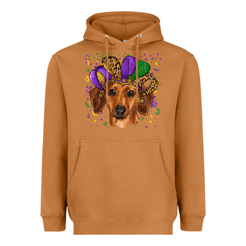 Mardi Gras Hat Dachshund Heavyweight Hoodie by RanaPortraitStore | Teevron