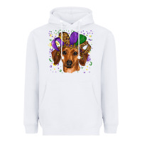 White mardi gras hat dachshund Heavyweight Hoodie - RanaPortraitStore