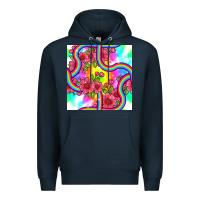 Navy tie dye floral seamless pattern Premium Hoodie - BundleAndBundleShop