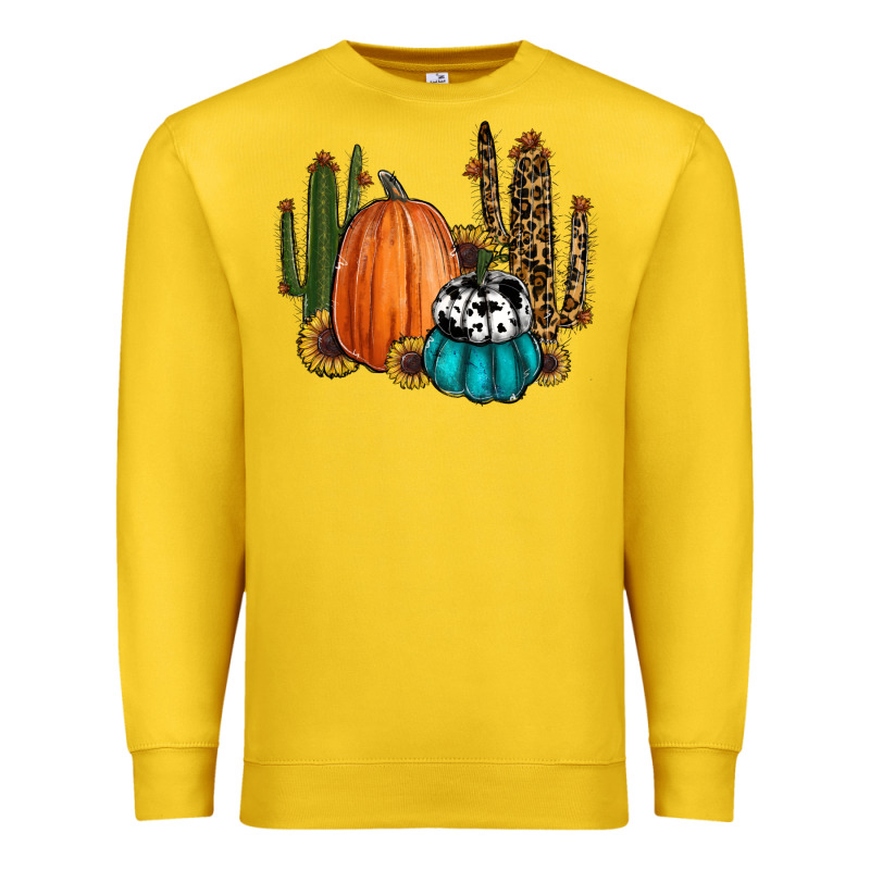 Sunflower Cactus Pumpkin Fall Premium Sweatshirt by RanaPortraitStore | Teevron