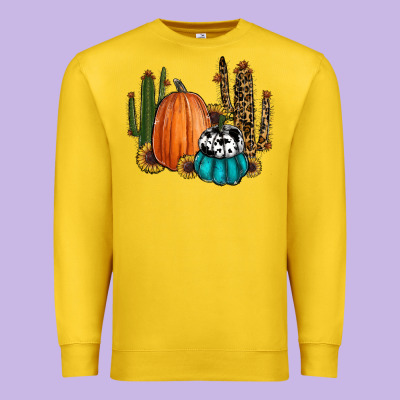 Sunflower Cactus Pumpkin Fall Premium Sweatshirt Designed By Ranaportraitstore