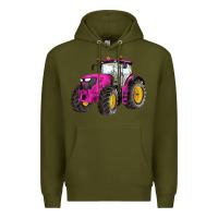 Army Green western farm tractor pink Premium Hoodie - Artiststas