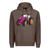 Coffee western farm tractor pink Premium Hoodie - Artiststas