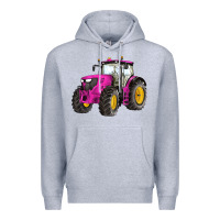 Heather Grey western farm tractor pink Premium Hoodie - Artiststas
